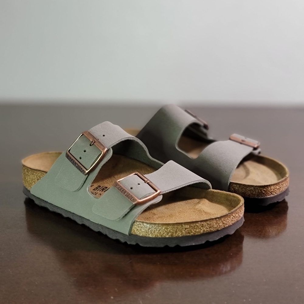 Birkenstock Arizona Women's Sandals Slides Shoes 38 US 7 7.5 Stone Suede Leather - Picture 11 of 12